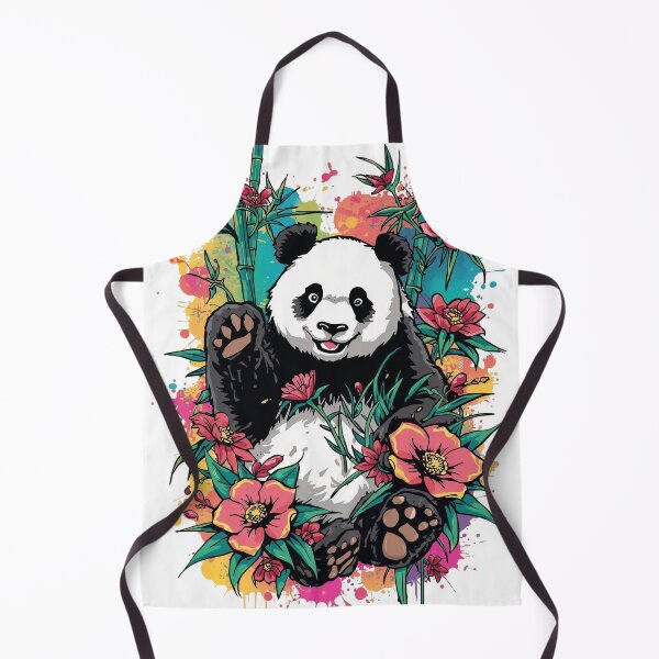 Item preview, Playful Panda Floral Art Print – Colorful Bamboo & Wildflower Design designed and sold by WildInkFusion.