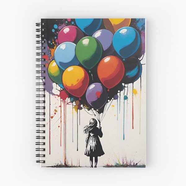 Item preview, Grayscale Girl with Colorful Balloons – Surreal Art designed and sold by T-RCZ.