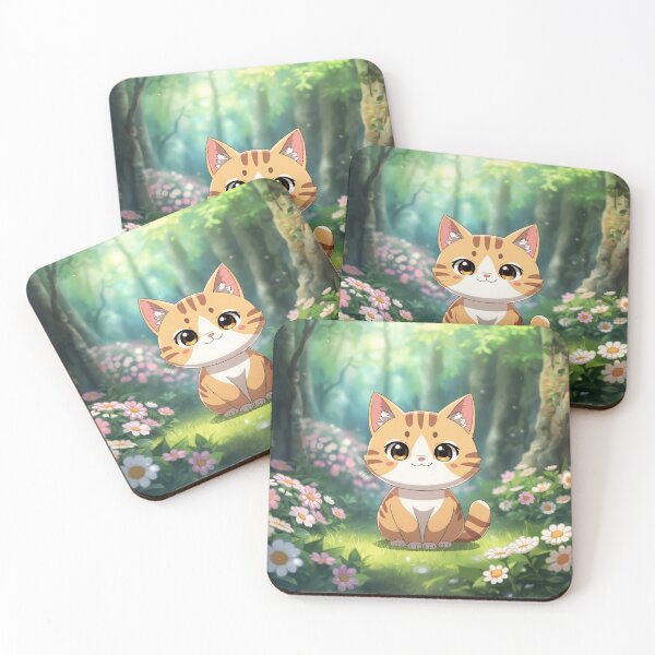 Item preview, Cute Cartoon Orange Tabby Cat in Flower Forest – Adorable Nature-Themed Design designed and sold by MetaFable.