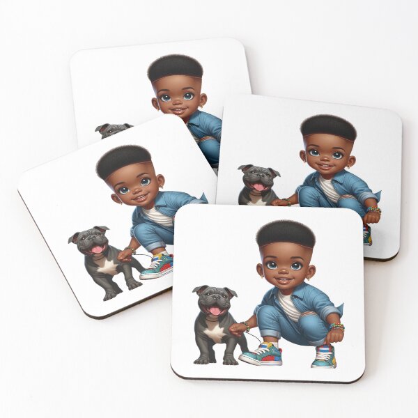 Item preview, Black Boy and Dog Friendship Cartoon | Colorful Illustration designed and sold by Lulunza.
