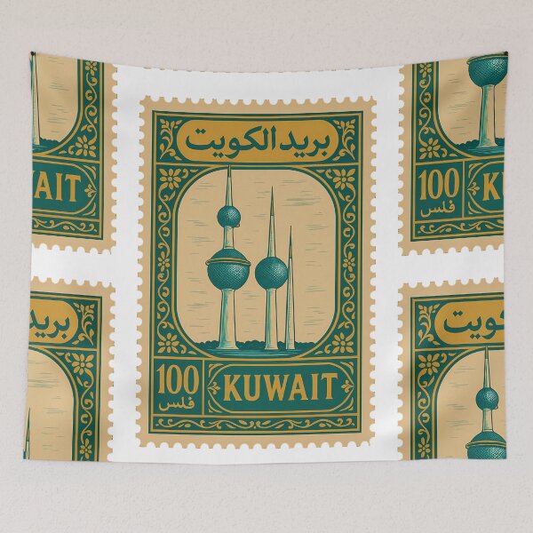 Item preview, Vintage Kuwait Postage Stamp Design – Arabic Calligraphy & Middle Eastern Heritage designed and sold by Travellerz.