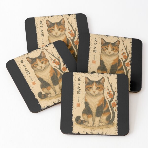 Item preview, Vintage Cat Japanese Kanji Cherry Blossom Japan Mom Dad Kids designed and sold by rafaeltto.