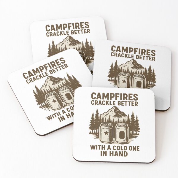 Item preview, Campfires Crackle Better With a Cold One – Rustic Camping Beer Sticker designed and sold by inkoutninja.