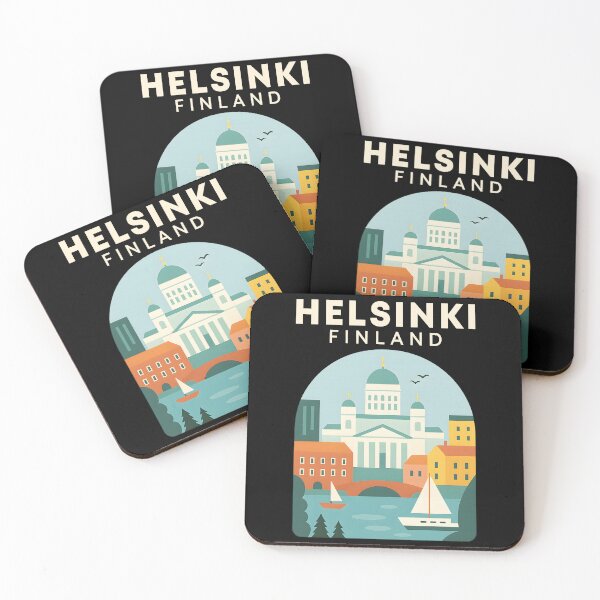 Item preview, Vintage Helsinki Finland Travel Poster T-Shirt Retro Scandinavian Architecture designed and sold by DrawHandArt.