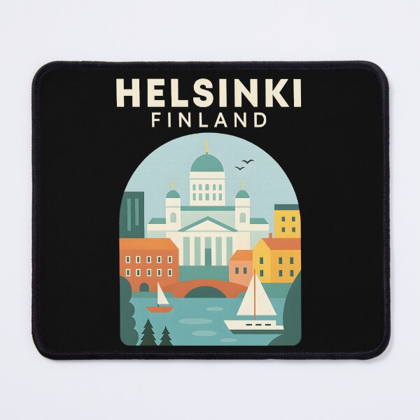 Item preview, Vintage Helsinki Finland Travel Poster T-Shirt Retro Scandinavian Architecture designed and sold by DrawHandArt.