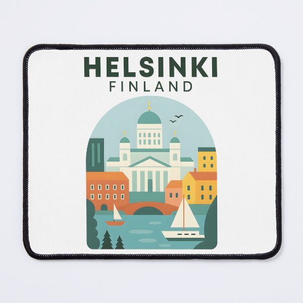 Item preview, Vintage Helsinki Finland Travel Poster T-Shirt Retro Scandinavian Architecture designed and sold by DrawHandArt.