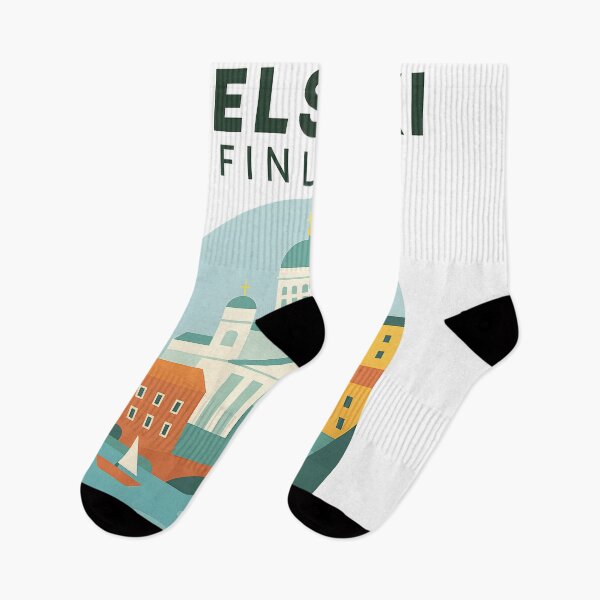 Item preview, Vintage Helsinki Finland Travel Poster T-Shirt Retro Scandinavian Architecture designed and sold by DrawHandArt.
