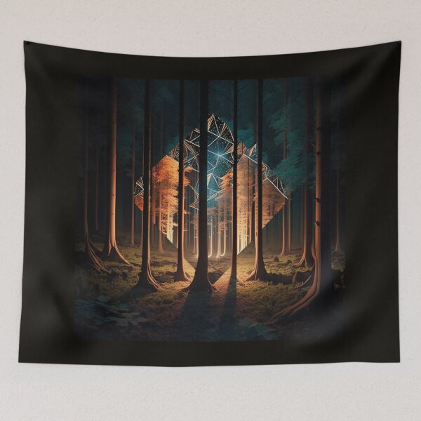 Item preview, Crystal Portal – Surreal Geometric Forest Artwork designed and sold by The-Chic-Geek-.