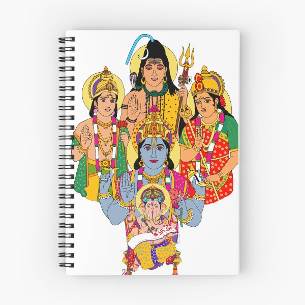 Item preview, Five Gods Digital Artwork | Shiva, Vishnu, Surya, Ganesha & Durga | Hindu Spiritual Divine Painting designed and sold by Harshit_Digital_Arts.