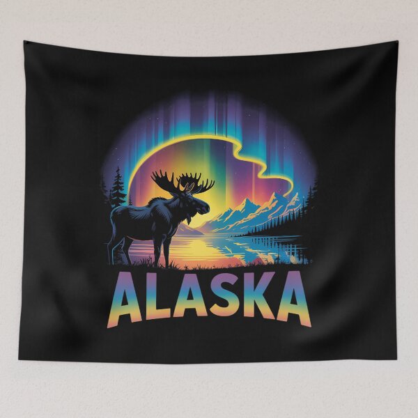 Item preview, Alaska Northern Lights Aurora Viewing Alaska Vacation Moose designed and sold by Bandikonsalez.
