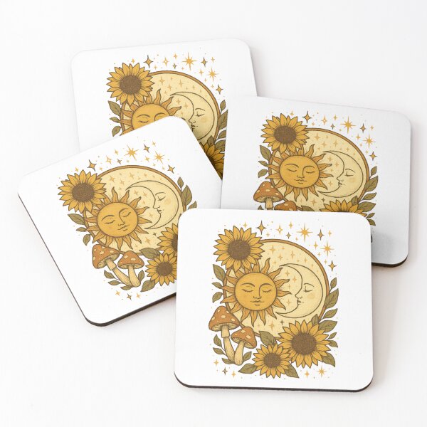 Item preview, Sun and Moon with Sunflowers Sticker – Boho Celestial Cottagecore Design designed and sold by inkoutninja.