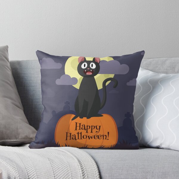 Item preview, Spooky Black Cat and Pumpkin Under Full Moon – Halloween Design designed and sold by GSJGROUP.