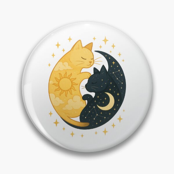 Item preview, Sun and Moon Yin Yang Cats Sticker – Celestial Balance Feline Design designed and sold by inkoutninja.