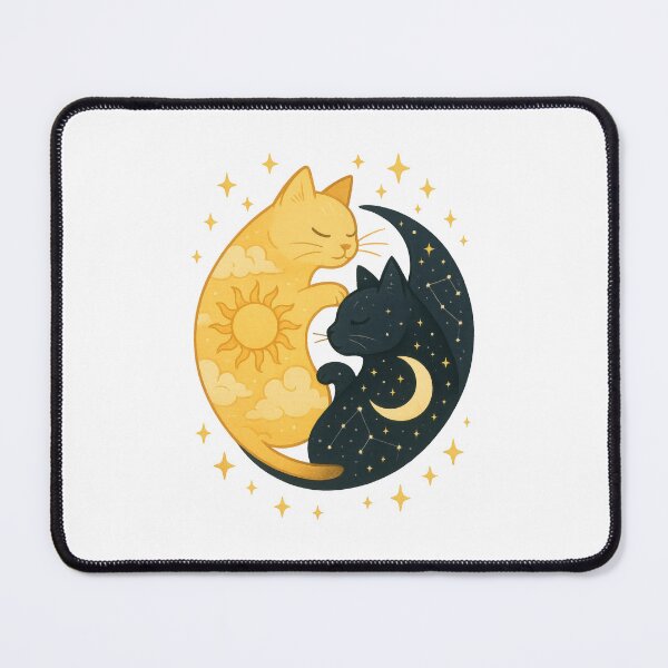 Item preview, Sun and Moon Yin Yang Cats Sticker – Celestial Balance Feline Design designed and sold by inkoutninja.
