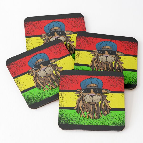 Item preview, Reggae Lion with Dreads, Shades, and Hat on Rasta Colors designed and sold by TheDezignKitchen.