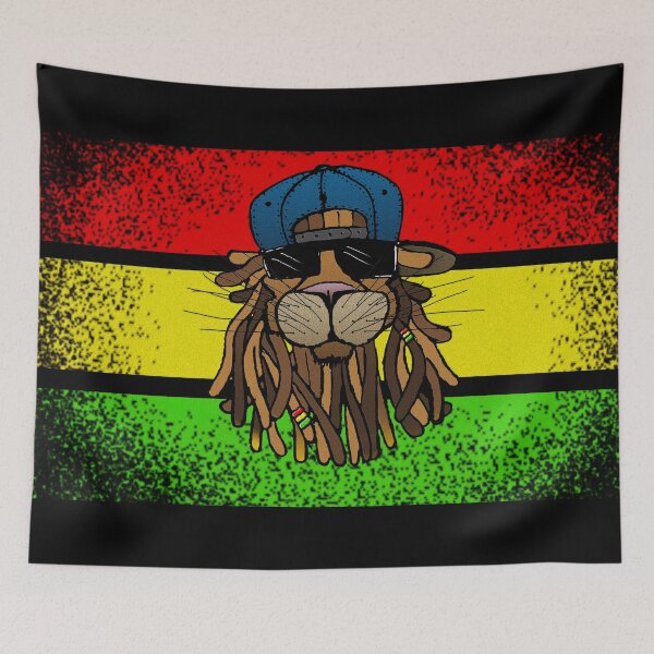 Item preview, Reggae Lion with Dreads, Shades, and Hat on Rasta Colors designed and sold by TheDezignKitchen.