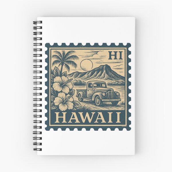 Item preview, Sello vintage de Hawái, camión clásico y flores de hibisco designed and sold by Automotive Art by Greg.