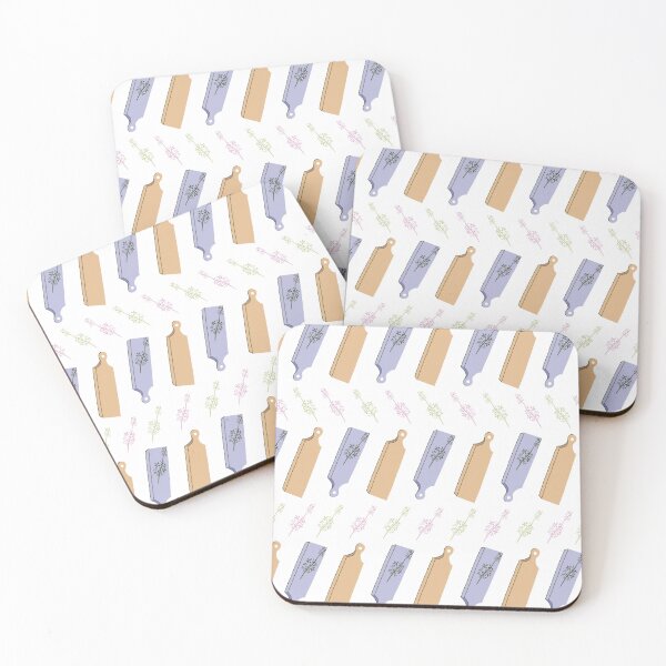 Item preview, white cutting boards with herbs seamless pattern designed and sold by RosebudTextilesArt.