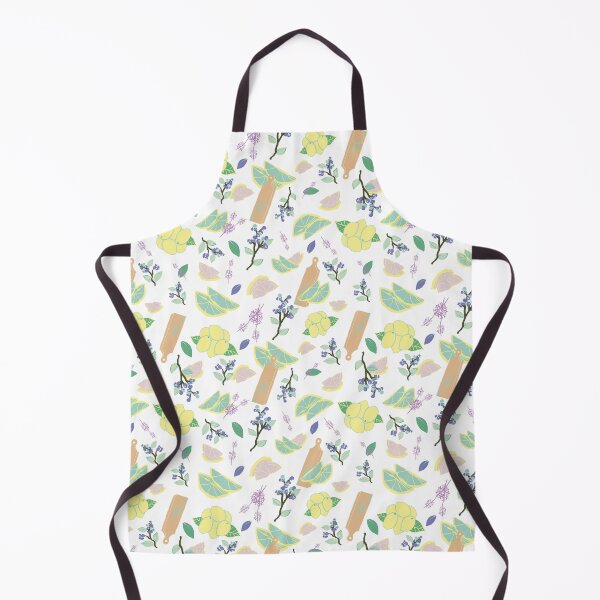 Item preview, white lemon, blueberries, herbs and cutting boards seamless pattern designed and sold by RosebudTextilesArt.