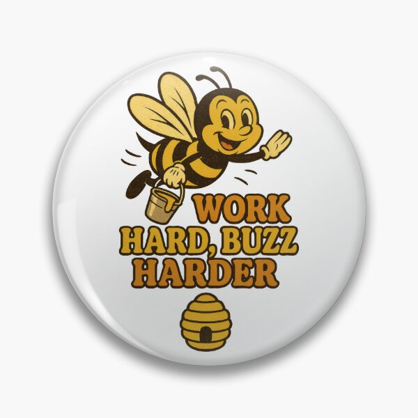 Item preview, Work Hard Buzz Harder Bee Sticker – Retro Motivational Cartoon Design designed and sold by inkoutninja.