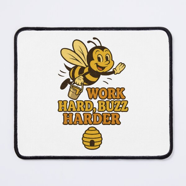 Item preview, Work Hard Buzz Harder Bee Sticker – Retro Motivational Cartoon Design designed and sold by inkoutninja.