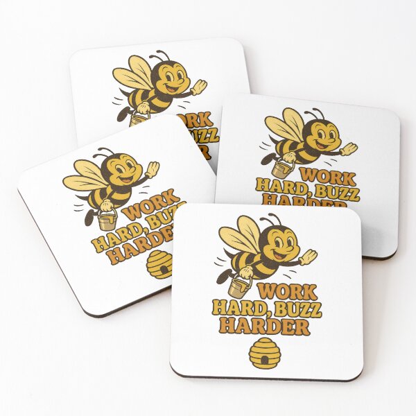 Item preview, Work Hard Buzz Harder Bee Sticker – Retro Motivational Cartoon Design designed and sold by inkoutninja.
