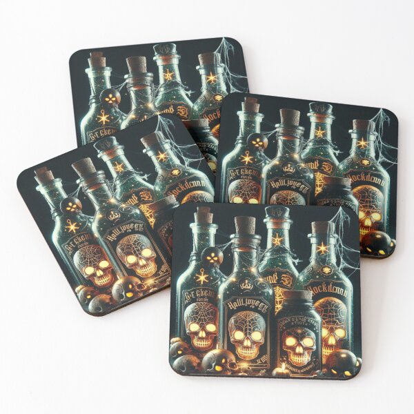 Item preview, Haunted Potion Bottles – Gothic Halloween Art with Glowing Skulls designed and sold by Medeea Publishing.