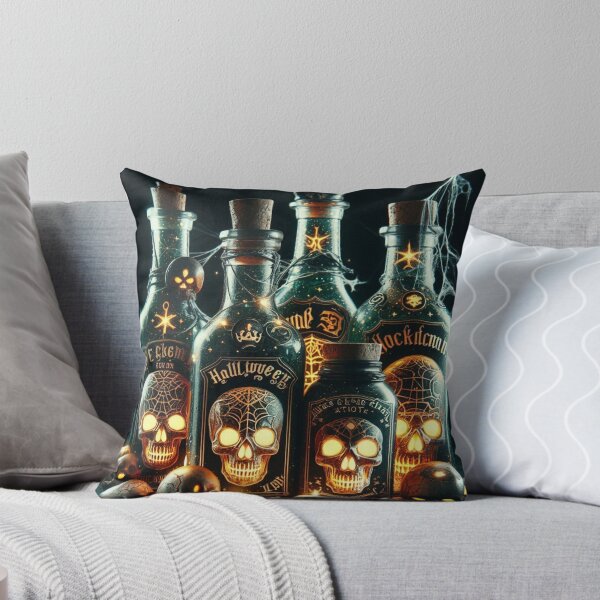 Item preview, Haunted Potion Bottles – Gothic Halloween Art with Glowing Skulls designed and sold by Medeea Publishing.