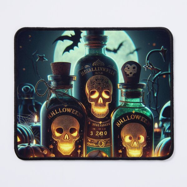 Item preview, Witch’s Potion Bottles – Gothic Halloween Art with Glowing Skull Labels designed and sold by Medeea Publishing.