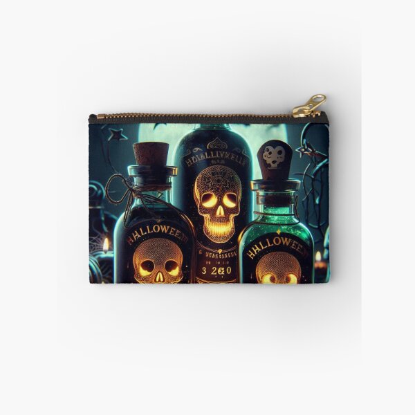 Item preview, Witch’s Potion Bottles – Gothic Halloween Art with Glowing Skull Labels designed and sold by Medeea Publishing.