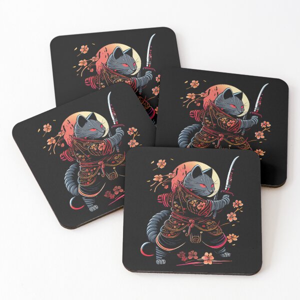 Item preview, Japanese Samurai Ninja Cat Kawaii Tattoo Print designed and sold by aqnkkalw83.