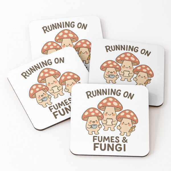 Item preview, Running on Fumes & Fungi Cute Mushroom Sticker – Coffee, Chaos, and Cottagecore Vibes designed and sold by inkoutninja.