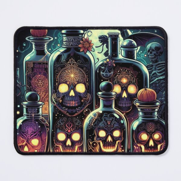 Item preview, Halloween Potion Bottles with Glowing Skulls | Witchcore Gothic Decor | Dark Fantasy Halloween Art designed and sold by Medeea Publishing.