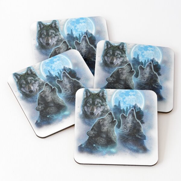 Item preview, Funny Three Wolves Howling Under Icy Full Moon, Gray Wolfs designed and sold by CaseGallagher.