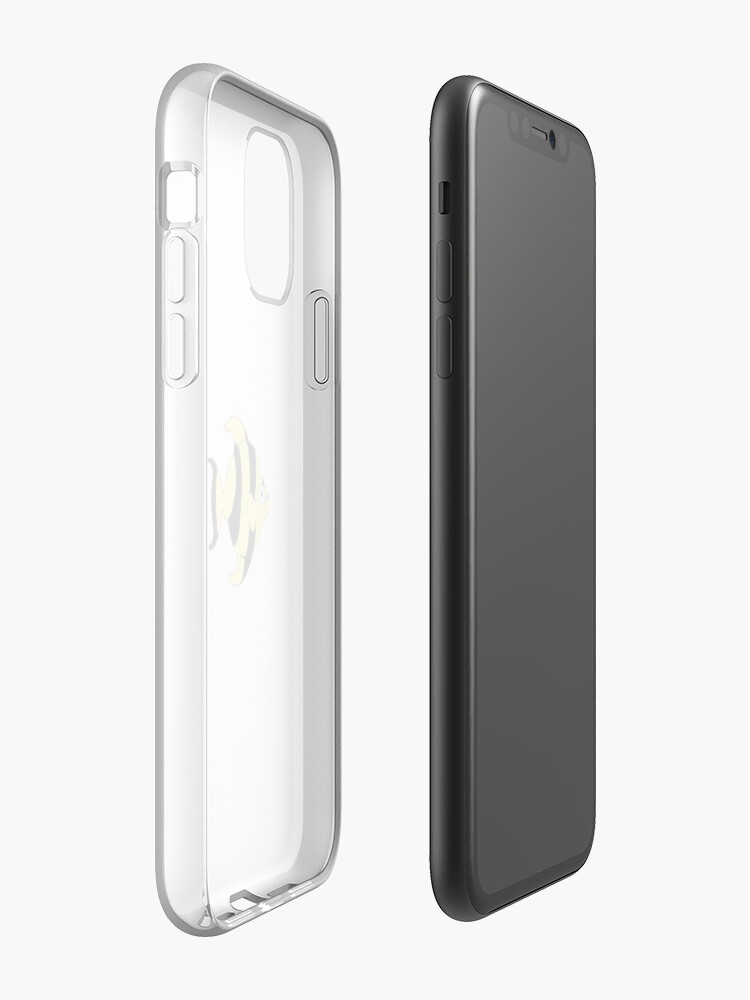 Coque iPhone « Art de poisson noir et jaune », par korkmazdo