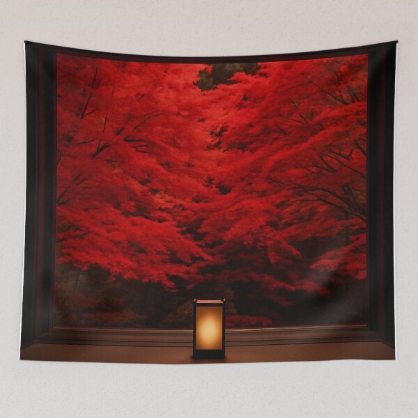 Item preview, Tranquil Autumn Window View Inspired by Ankoku-ji Temple, Hyogo, Japan designed and sold by NihonKamonScape.