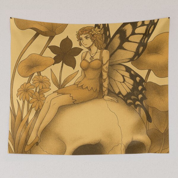 Item preview, Fairy sitting on a skull (no frame) designed and sold by ReiSopa.