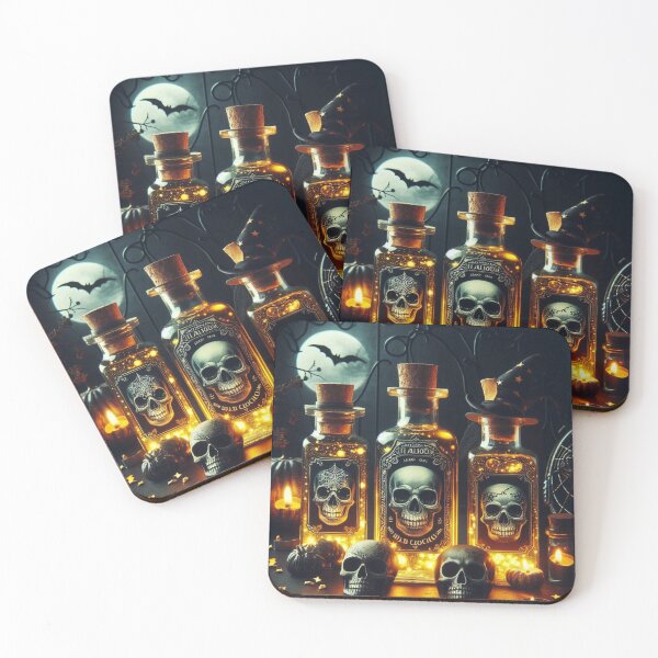 Item preview, Witchcore Potion Bottles with Glowing Skulls | Gothic Halloween Decor | Dark Fantasy Art designed and sold by Medeea Publishing.