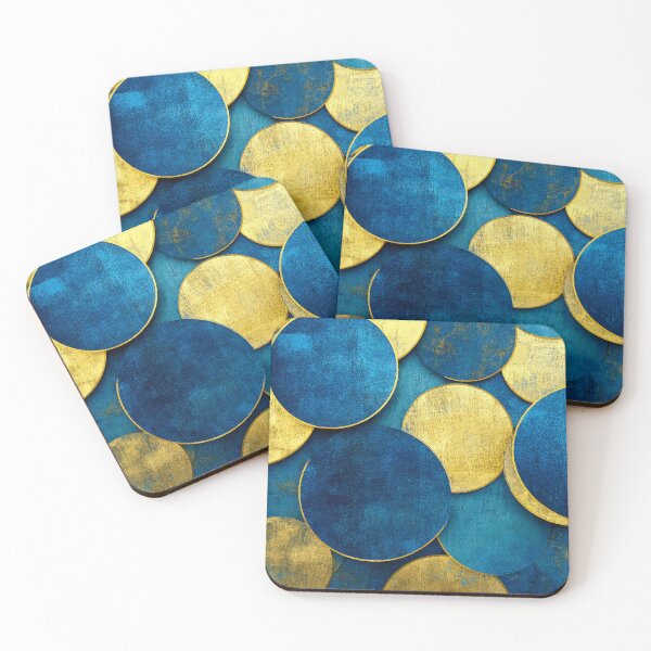 Item preview, Teal Blue And Butter Yellow Circles Abstract Designs designed and sold by DEC02.