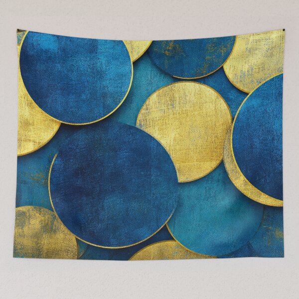 Item preview, Teal Blue And Butter Yellow Circles Abstract Designs designed and sold by DEC02.