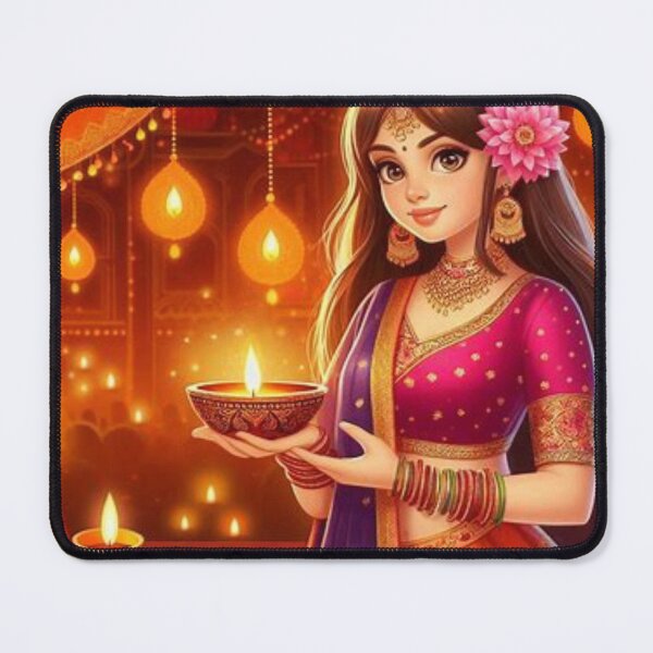 Item preview, Traditional Indian Girl Carrying Diya designed and sold by Mywaymylife.