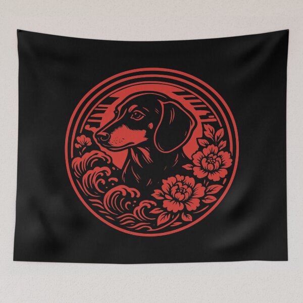 Item preview, Dachshund Floral Emblem | Red Crest Design | Doxie Art designed and sold by pick-o-print.
