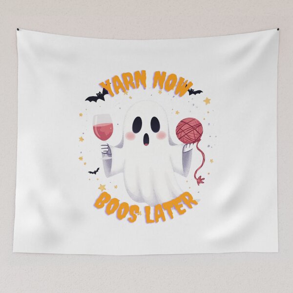 Item preview, "Yarn Now, Boos Later" Funny Ghost Halloween Yarn Lover Design designed and sold by Grind-Stitch.