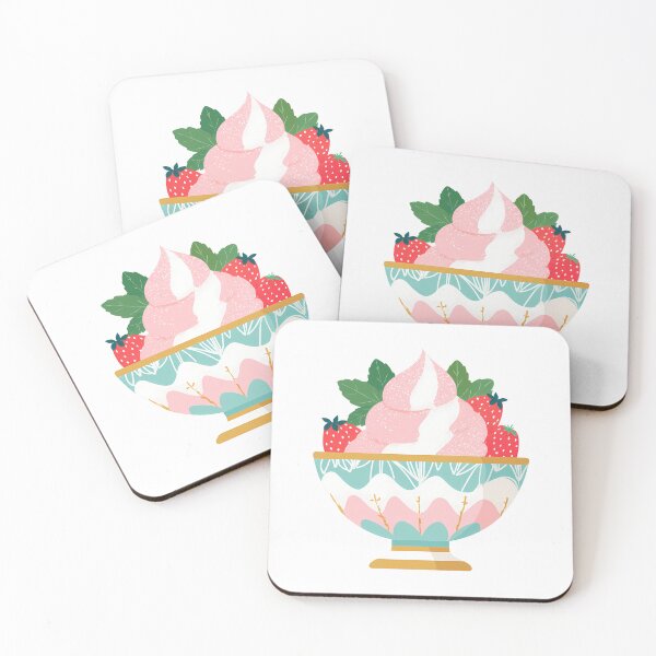 Item preview, Strawberry Bingsu – Korean Shaved Ice Dessert Illustration designed and sold by BobaBunny76.