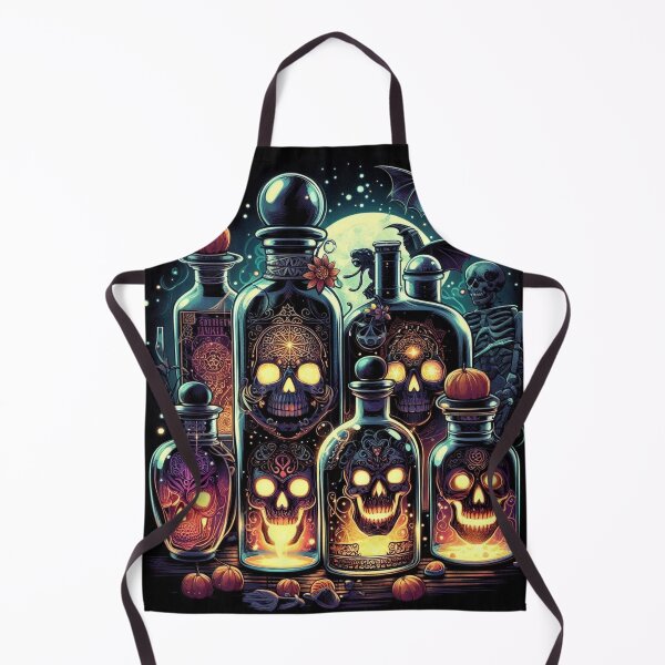 Item preview, Halloween Potion Bottles with Glowing Skulls | Witchcore Gothic Decor | Dark Fantasy Halloween Art designed and sold by Medeea Publishing.