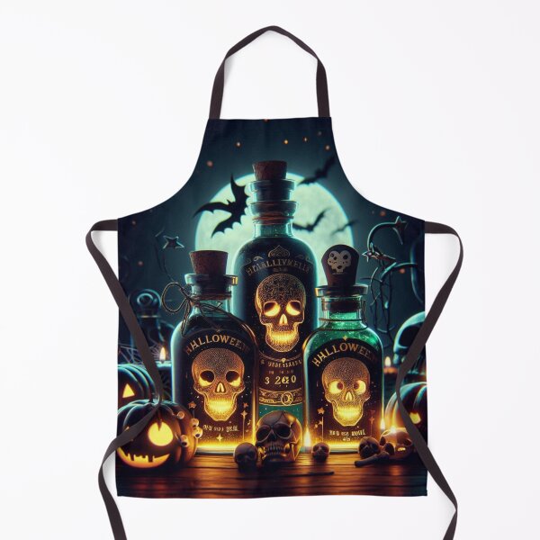 Item preview, Witch’s Potion Bottles – Gothic Halloween Art with Glowing Skull Labels designed and sold by Medeea Publishing.