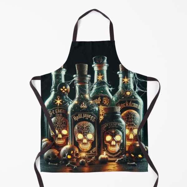 Item preview, Haunted Potion Bottles – Gothic Halloween Art with Glowing Skulls designed and sold by Medeea Publishing.