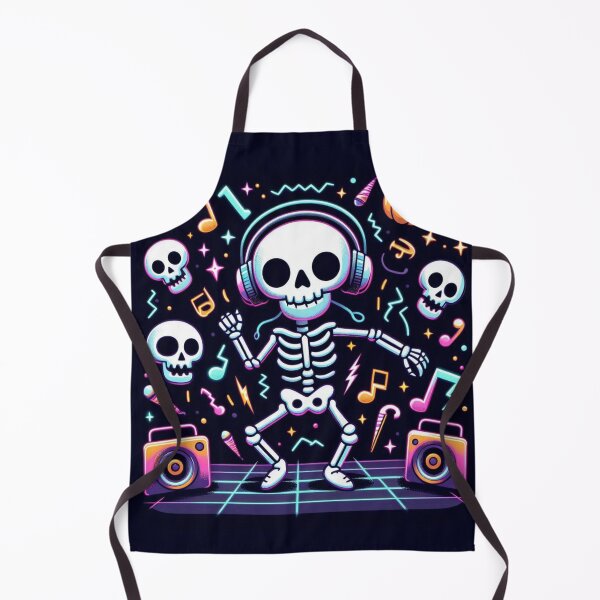 Item preview, Dancing Neon Skeleton – Cute Halloween Party Art with Headphones & Glow Vibes designed and sold by Medeea Publishing.