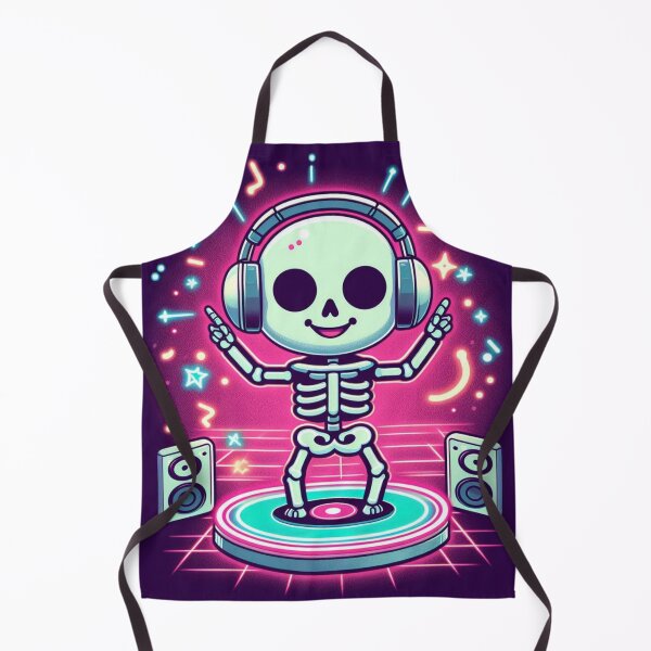 Item preview, Neon Party Skeleton – Cute Halloween Dance Art with Headphones and Glow Lights designed and sold by Medeea Publishing.