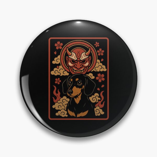 Item preview, Dachshund Oni Mask | Japanese Dog Crest | Bold Doxie Illustration designed and sold by pick-o-print.